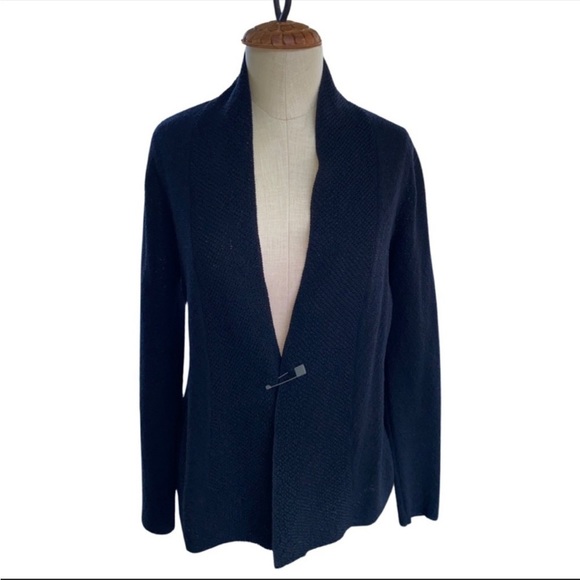 Eileen Fisher Sweaters - EILEEN FISHER black wool cardigan with decorative pin closure small